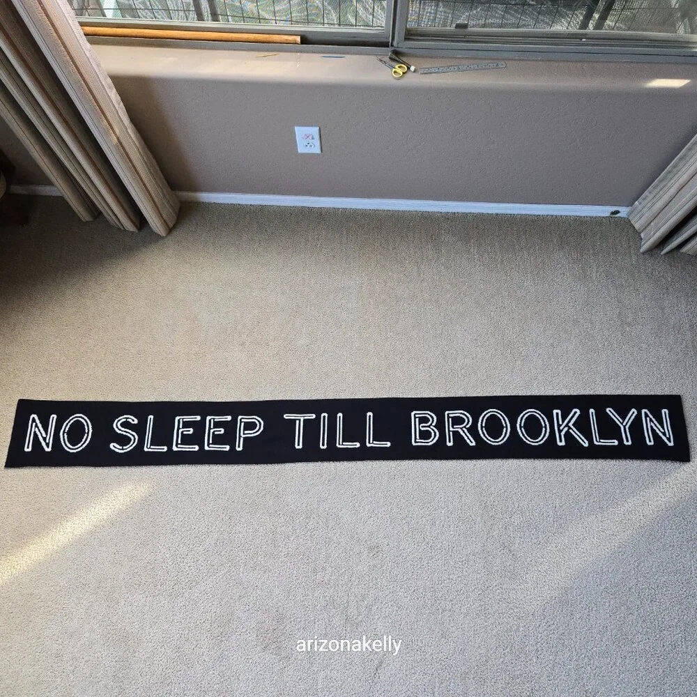 RARE kate spade NO SLEEP TILL BROOKLYN Wool Knit Scarf Beastie Boys Collectible - Picture 5 of 15